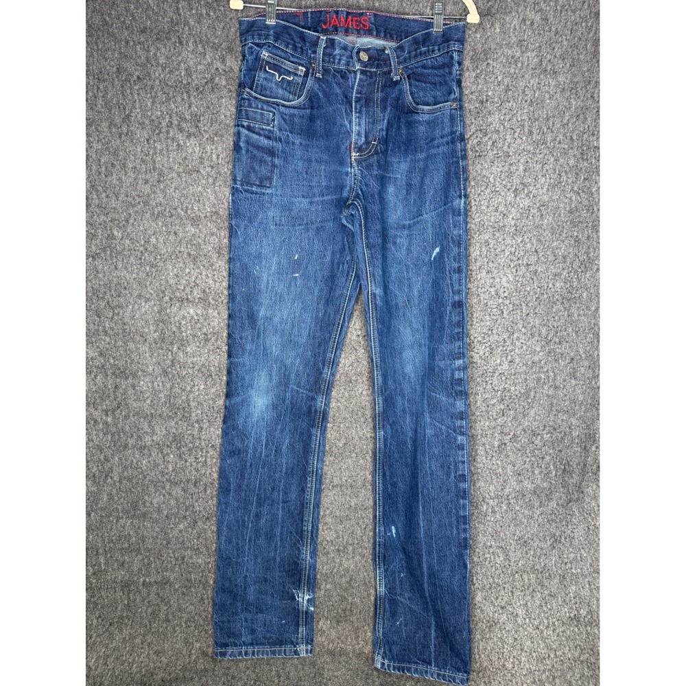 Kimes Ranch James Mens Straight Leg Western Indigo Blue Denim Jeans USA 32x36